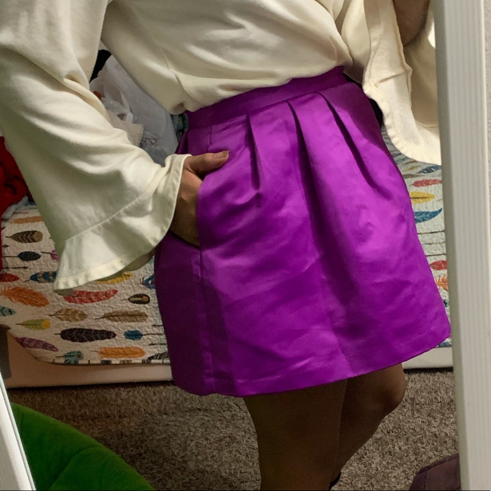 Purple satin skirt